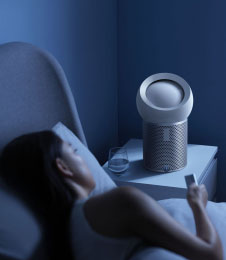 The Dyson Pure Hot + Cool™ fan heater. Tip-over automatic cut-out. No visible heating elements. No worrying burning smell. 